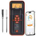 AI Meat Thermometer Wireless, 500ft Long Range Smart Digital Bluetooth BBQ Thermometer for Grilling, Smoker, Oven, Kitchen Cooking (Dual Probe) (Red)