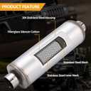 4 Inch Exhaust Muffler, 4" Inlet/Outlet 30" Overall Length Resonator, Stainless Steel Straight Through Design Performance Muffler, 1 PC
