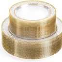 Ciselure 100PCS Clear Plastic Plates, Heavy Duty Disposable Plastic Plate with Gold Rim, Elegant 50 Dinner and 50 Dessert Plates for Wedding and Party