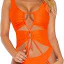 Sovoyontee Women's Sexy One Piece Swimsuits Cheeky Bikini Bathing Suit (Medium, Neon Orange)