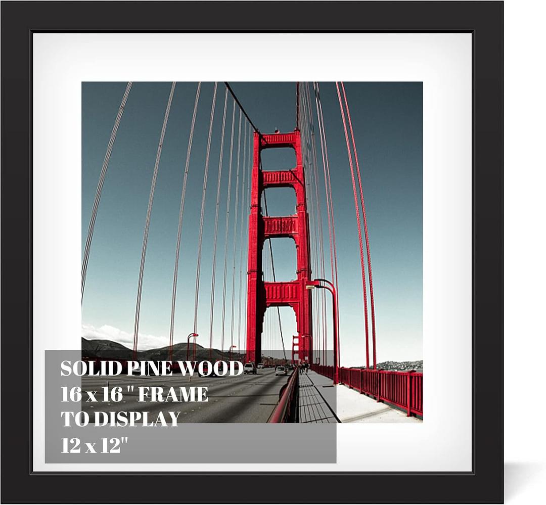 16x16 Picture Frame Diamond Painting Frames Poster Frames Made of Solid Wood,Display Pictures 12x12 with Mat or 16x16 without Mat for Photos, Paintings,Walls Decoration,Anniversary,Wedding,Christmas