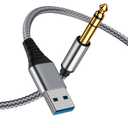 USB to 6.35mm 1/4 inch TRS Audio Stereo Cable 6.6FT,USB-A to 1/4 Audio Adapter Aux Jack Stereo Cable for Laptop, WindowsAmplifier, Mixer, Home Theater, Speaker ect