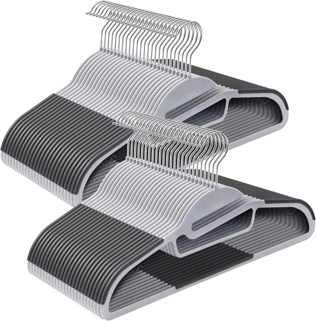 SONGMICS 50 Pack Coat Hangers, Heavy-Duty Plastic Suit Hangers, S-Shaped Opening, Space-Saving, 360 Swivel Hook, 16.3 Inches Wide, Light Gray and Dark Gray UCRP41G-50 SONGMICS 50 Pack Coat Hangers, Heavy-Duty Plastic Suit Hangers, S-Shaped Opening, Space-Saving, 360 Swivel Hook, 16.3 Inches Wide, Light Gray and Dark Gray UCRP41G-50