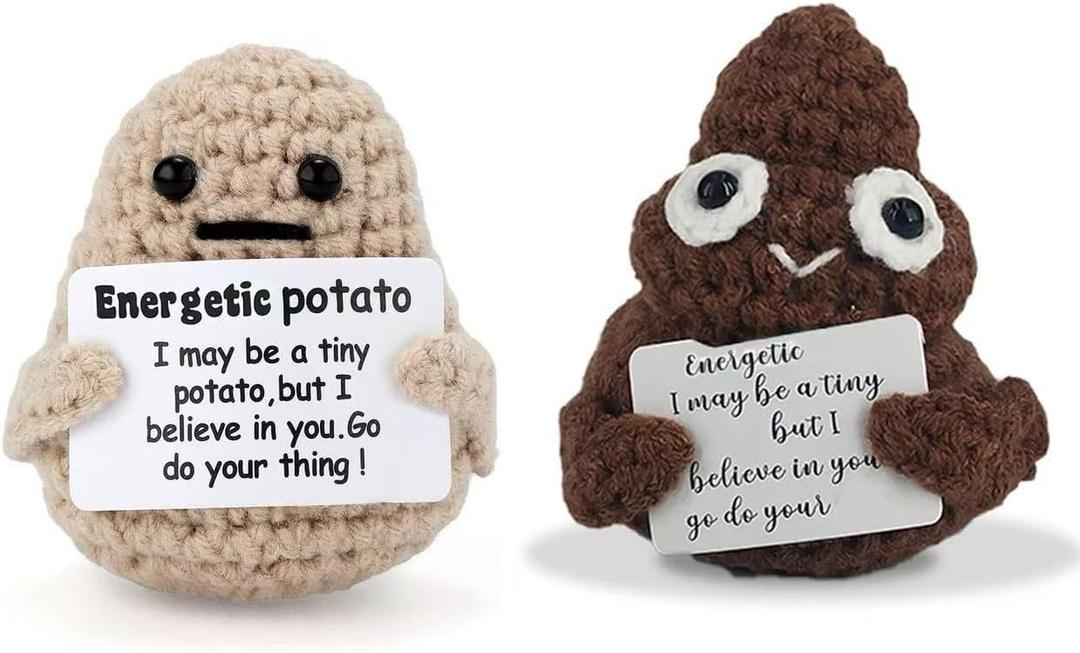 HELVAK Funny Gifts Mini Potato Cute and Funny White Elephant Gift Suitable for Birthday (Potato+Poo)