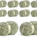 10 Pack Jumbo Chenille Yarn for Crocheting, #10 Super Bulky Baby Soft Yarn for Hand Knitting, 220 yds /70.5 oz Fluffy Chunky Knit Throw Blanket Yarn (Sage Green)