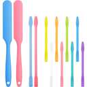 Patelai 12 Pieces Wax Sticks Silicone Waxing Spatulas for Hair Removal Reusable Silicone Applicator Different Sizes Scrapers Hard Sticks for Home Salon Body Use
