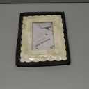 Handicrafts Home 4x6 Picture Frame White, Scalloped Bone Inlay Photo Frame, Handmade Decorative Picture Frame for Wall or Tabletop, Coastal Modern Home Decor