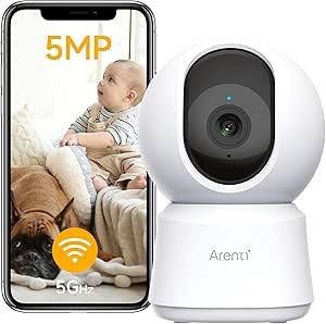 ARENTI 5G Indoor Security Camera, 4MP Pet Camera with Speaker for Dog/Cat, Baby Monitor with Phone App, Dual-Band WiFi, Auto Tracking, Super Night Vision, 2-Way Talk, Cloud & SD Card Storage(P2Q)