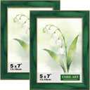 CORE ART 5x7 Picture Frames Green Photo Frames Set of 2, 5 by 7 Colorful Frame with HD Plexiglass, Wall or Tabletop Display