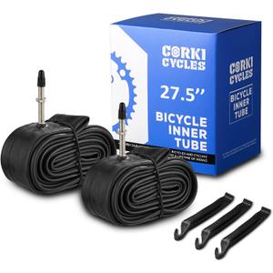 Corki Cycles 27.5 Mountain Bike Tube 27.5 x 1.75 1.9 1.95 2.0 2.1 2.125 2.2 2.25 2.3 2.35 2.4 Presta/Schrader Valve, Butyl Rubber 650B Bike Inner Tube 2 Pack