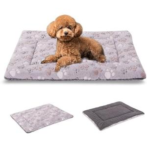 BVAGSS Dog Bed Mat,Reversible Crate Pad, Memory Foam Beds, Soft Warm Pet Cushion for Small Medium Dogs, Washable Pet Sleeping Mattress Kennel Bed Pad XH079 (24''x18''x1.6'',Grey Paw) 4Pcs