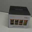 4 Pack Glass Salad Jars with Wooden Lids for Meal Prep, Leakproof Container with Two Small Built in Cups for Wet/Dry Separation for Salad Dressing and Ingredients, 32oz Mason Jars (Oak)