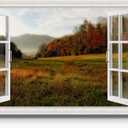 Renditions Gallery Canvas Nature Wall Art Home Paintings & Prints Serene Autumn Mountain Forest Modern Rusitc Window View Wall Hanging Decorations for Bedroom Office Kitchen - 32"x48" LT21