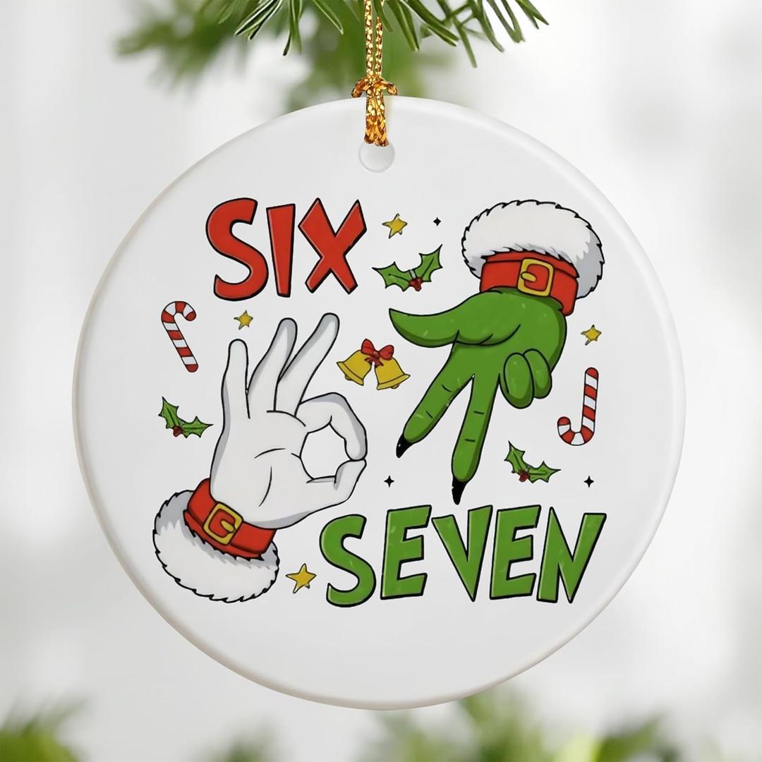 6 7 Christmas Ornament, Funny 67 Meme, 6 7 Teen Slang Ornament, 67 Ornaments for Christmas Tree, Gen Alpha Xmas Gift, 67 Gifts Meme, Stocking Stuffers for Teens