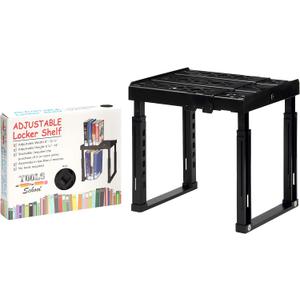 Adjustable Locker Shelf - Strong ABS Plastic - Width Adjusts from 8"-12.5" & Height Adjusts from 9 3/4"-14" - Patented Design - Beware of Cheap IMITATIONS - (Black)