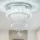 LEONTYNE 9.8" Small Flush Mount LED Crystal Chandelier with K9 Crystals & Steel Frame, Ceiling Light Chandelier for Bedroom Dining Living Hallway (6000K Cool White)