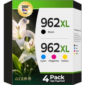 962XL Ink Cartridges, Compatible for HP 962XL Ink Cartridges Combo Pack, for HP OfficeJet Pro 9010 Series, 9020 9015 9018 9025 9012 9014 9016 9019 9022 9026 Printer, 4 Pack