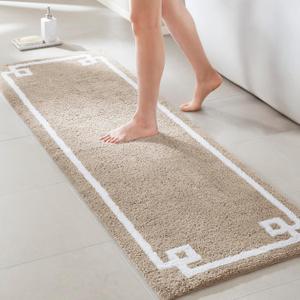 Madison Park Evan Cotton Tufted Washable Bath Mat , Luxury Solid Bathroom Rugs , 24" x 72" , Taupe