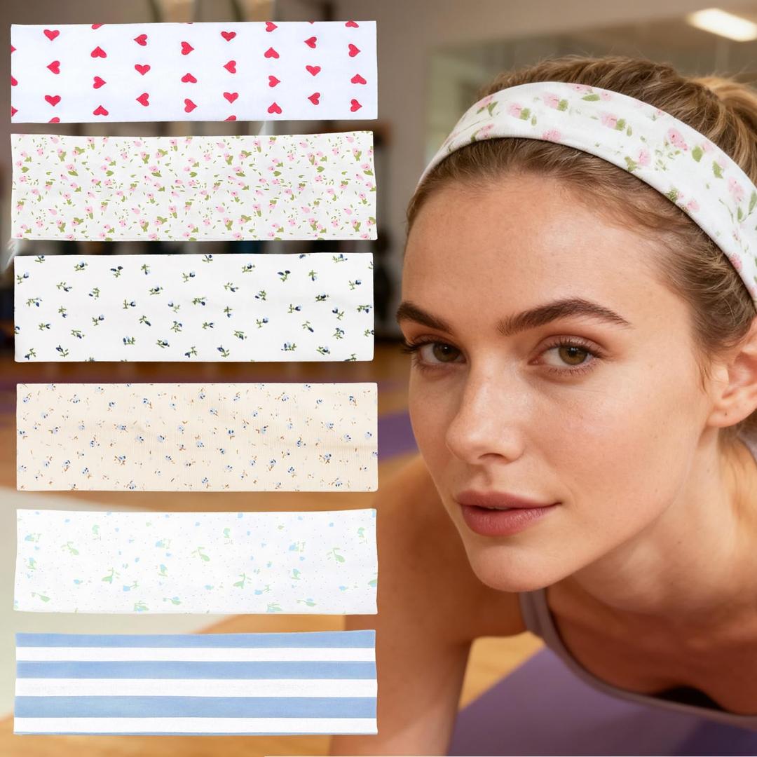 Headband for Women Fashion Hair Non Slip Elastic Hairbands for Workout Yoga Running (Red)