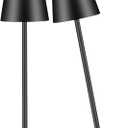 2 Pack Cordless Table Lamp, 5000mAh Portable Rechargeable LED Desk Lamp, 3 Color Modes Stepless Dimming Table Light with Memory Function, for Dinner, Patio, Home, Restaurant. (Black)