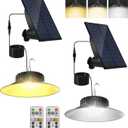 2 Pack Solar Shed Light Outdoor Indoor, Solar Powered Pendant Light with Remote 3000K/4000K/6000K, IP65 Waterproof for Garden, Patio, Balcony, Barn, Shed, Chicken Coop, Gazebo
