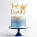 2 x Taurus Baddie Cake Topper, Taurus Birthday Cake Topper, April May Birthday Decorations, Constellation Party Decor, Zodiac Horoscope Bday Party Decorations Gold Glitter