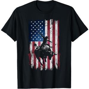 Rodeo Cowboy Western USA Flag Cowboys T-Shirt Rodeo Cowboy Western USA Flag Cowboys T-Shirt