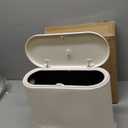 Sooyee 10 Liter Rectangular Plastic Trash Can Wastebasket with Press Type Lid,2.4 Gallon Garbage Container Bin for Bathroom,Powder Room,Bedroom,Kitchen,Craft Room,Office (Cream White)