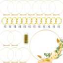 12 Pack Floral Hoop with Stand and LED Fairy Lights 16 inch Metal Rings for DIY Centerpiece Table Decorations Crafts Macrame Rings Hoop Wreath Dream Catcher Ring Wedding Christmas Wreaths, Gold