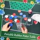 Kinlop Poker Mat Table Top with Storage Bag Portable Rubber Poker Table Cover Folding Texas for 5-10 Players Layout Blackjack Game Nights, 46.5" X 23.5"