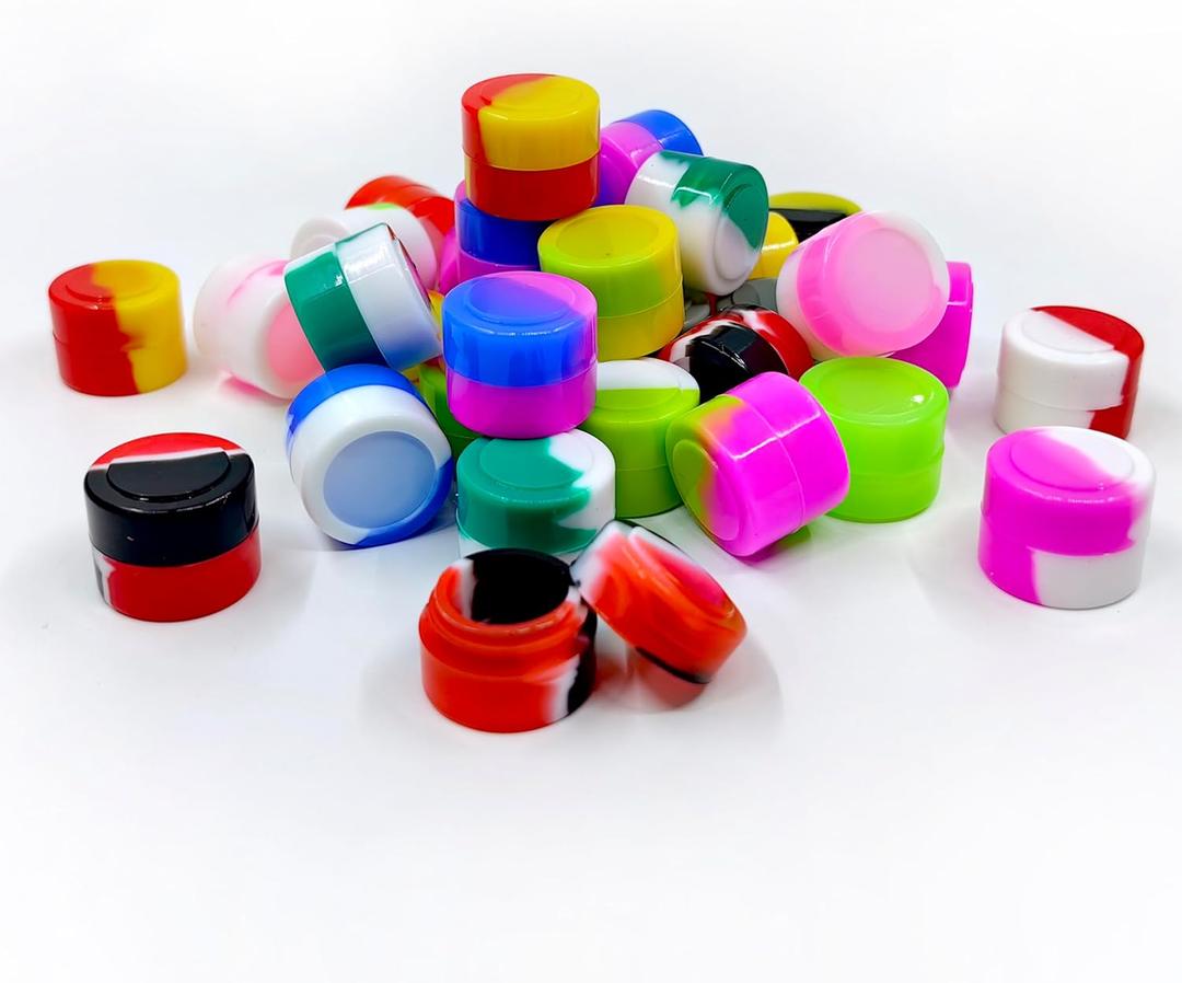 100pcs 2ML Silicone Containers Non-Stick Containers Wax Concentrate Multi Use Storage Jars Assorted Colors