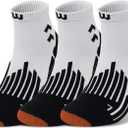 Wildarms Compression Running Ankle Socks for Men Athletic Anti Blister Socks with Cushion, 3 Pairs Basketball Sport Socks (White)