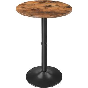 HOOBRO Round Bar Table, 35" Tall Pub Table, Cocktail Table with Base, Stable Counter Table with Non-Slip Base for Narrow Space, Bar Height Table for Kitchen, Easy to Assemble, Rustic Brown BF57BT01