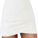GRAPENT Women's High Waisted Bikini Bottoms Ruched Swimsuit Tulip Hem Swim Skirt (White, M)