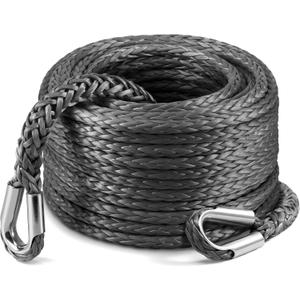 Kolvoii Winch Rope Extension 3/8 Inch x 92 Ft 26,500 Lbs., Synthetic Winch Extension Cable Line for Off Road Vehicle ATV UTV Truck etc (Grey) 