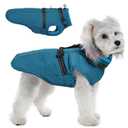 PUMYPOREITY Dog Coat with Harness Built in, Reflective Fleece Jacket, Thick and Warm Winter Coat, Medium Dog Jacket with Zip, Cold Weather Coats for Outdoor, Windproof Pet Snowsuit, Blue, M