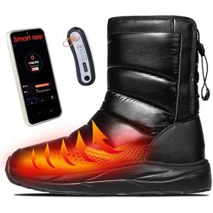 Soulsfeng Heated Boots for Men Women with APP Control, FuturaHeat-Nova Winter Waterproof Warm Snow Work Boot Rechargeable Electric Heating Foot Warmers,Black, 48.5/ 15.5 Women/14 Men