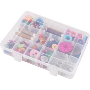 Exptolii 18 Grids Plastic Organizer Box with Dividers, Clear Compartment Container Storage for Beads Crafts Jewelry Fishing Tackles, Size 7.9 x 6.2 x 1.2 in