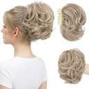 youngways Claw Clip Short Ponytail Messy Bun Hair Piece Bendable Hair Branch Extensions Fluffy Wavy Curly Synthetic Versatile Ivory Blonde Hairpieces