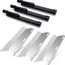 Grill Parts for Jenn-Air 720-0061-LP 720-0099-NG 720-0100-NG 720-0171, 3 Pack Heat Plates and Cast Iron Grill Burners for Jennair Jenn Air 720-0061 Gas Grill Models