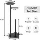 FEILERN Toilet Paper Holder Stand for Bathroom Floor Standing Toilet Roll Dispenser Storages 4 Reserve Rolls, with Top Storage Shelf for Cell Phones, Wipe, Wallet and More(Black)