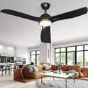 DWVO 56 Inch Ceiling Fans with Lights, Smart Ceiling Fan with APP and Remote Control, 3CCT Dimmable LED, 6-Speed Reversible Quiet DC Motor for Living Room, Bedroom, Dining Room - Black