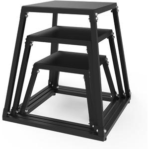 Steel Plyometric Platform and Jumping Box, Anti-Slip Exercise Step Up Box for Strength and Conditioning Training, Durable Home Gym Plyo Box (12/18/24 inch, Black)