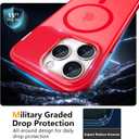 YFEMLAZ for iPhone 15 Pro Case(Built-in Invisible Kickstand) Heavy Duty MagneticCompatible with MagSafe Military-Grade Drop Protection,Translucent Matte for iPhone 15 Pro Case 6.1",Red
