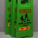 XPCARE 24 Inches Kids Playing Sign for Street, 4PACK Green Children at Play Safety Sign with Reflective Tapes,Caution Slow Down for Street,Kids and Pets at Play Warning Sign