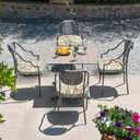 DYTXIII Outdoor Chair Cushions Set of 4, 19"x19"x2.5" Water Repellent & Fade Resistant Patio Dining Seat Cushions with Tie Straps, Indoor Outdoor Chair Pads for Patio Furniture -Paisley Vintage