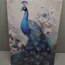 CXHOSTENT Elegance Canvas Wall Art - Blue Peacock and White Floral Picture (16L x 24W)