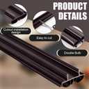 Pushglossy 1 Pc 36" Double Bubble Kerf Door Sweep 1-3/4" Wide Vinyl Weatherstrip Seal for Exterior Doors, Energy Efficient Draft Stopper, Easy Slide in Installation, Blocks Dust/insects/noise (Brown)