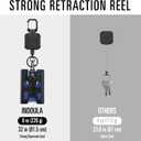 Heavy Duty Badge Holder with 32' Retractable Keychain Reel, Black (Holds 4 Cards)