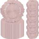 24 Pcs Rose Gold Charger Plates Bulk, 13" Reef Plate Chargers for Dinner, Plastic Floral Decorative Plates for Table Setting, Wedding, Party, Event, Decoration